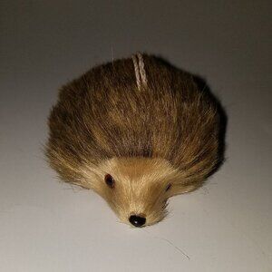 Hedgehog Ornament Figure 3.5" Long Soft Fur Brown Christmas Realistic Woodland
